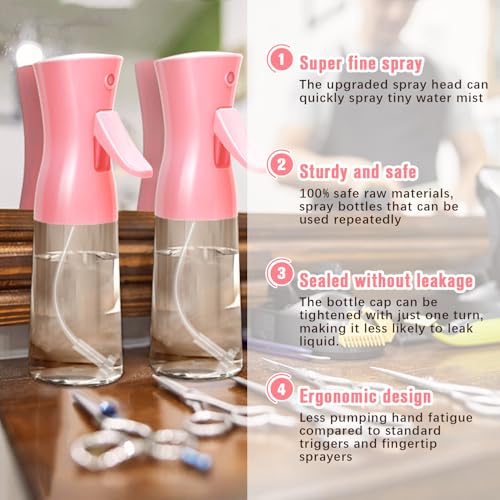 Spray Bottle,Fine Mist Spray for Hair,Ultra-Fine Continuous Spray Bottle for Skincare,Plant Care,Pet Grooming,Cleaning, Refillable Spray Container,Christmas Gift (1Pcs Light Pink 6.8oz) - color: Light Pink