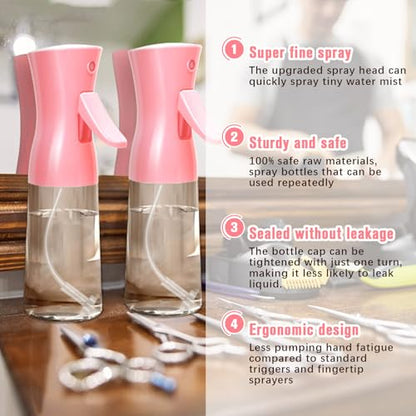 Spray Bottle,Fine Mist Spray for Hair,Ultra-Fine Continuous Spray Bottle for Skincare,Plant Care,Pet Grooming,Cleaning, Refillable Spray Container,Christmas Gift (1Pcs Light Pink 6.8oz) - color: Light Pink