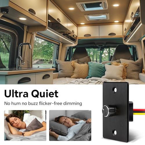 acegoo 12V Dimmer Switch Aluminum RV Light Dimmer High-Side PWM Dimmer, Perfect for Camper Van Boat Trailer Truck Cars, Works with 12V LED Light Fixture, Rotary Dimming (6A-Upgrade) - color: 6A-Aluminum
