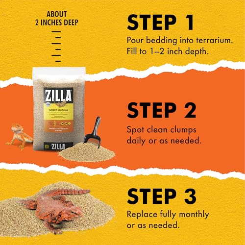 Zilla Desert Bedding, Substrate for Reptile Terrariums, Ideal for Bearded Dragons, Uromastyx, and More, 10 Quarts