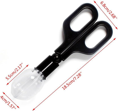 Black Reptiles Feeding Scooper Poop Cleaning Clamp Spoon-shaped Tips Feeder Tweezers Aquarium Tank and Terrarium Cleaning Tool,For Snakes Lizard Tarantulas Reptile Supplies Reptiles and Amphibians