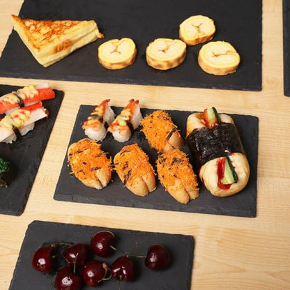 9 Pack 10 x 6 Inch Slate Cheese Boards, Black Rectangle Slate Charcuterie Boards, Natural Charcuterie Stone Plates for Parties, Gifts, and Special Events, Cheese, Sushi, Food. - size: 9 Pack 10 x 6 Inch