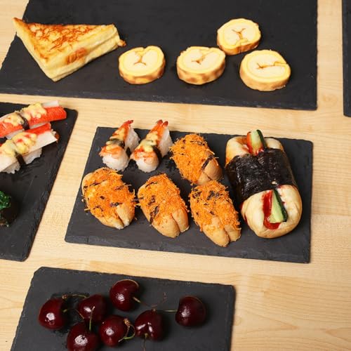 10 Pack 10 x 6 Inch Slate Cheese Boards, Black Rectangle Slate Charcuterie Boards, Natural Charcuterie Stone Plates for Parties, Gifts, and Special Events, Cheese, Sushi, Food. - size: 10 Pack 10 x 6 Inch