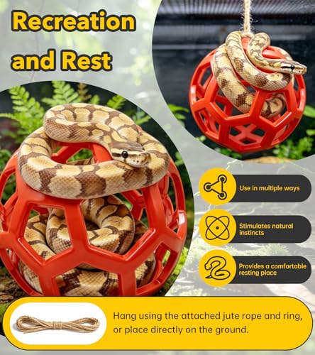 Snake Enrichment Toys,Ball Python Tank Accessories with Snake Climbing Accessories Hammock, Lizards Toy Activity Ball,Reptile Climbing Toys for Crested Gecko Bearded Dragon