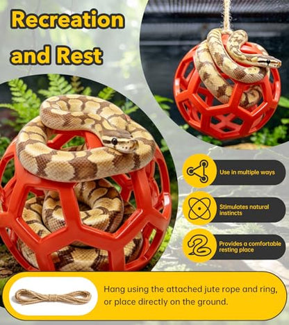 Snake Enrichment Toys,Ball Python Tank Accessories with Snake Climbing Accessories Hammock, Lizards Toy Activity Ball,Reptile Climbing Toys for Crested Gecko Bearded Dragon