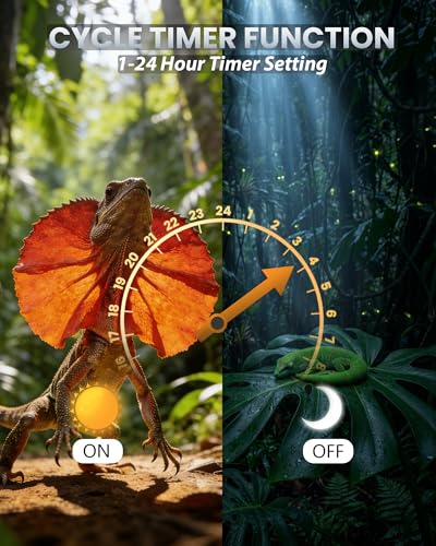 REPTITRIP 9.8 Inch Reptile LED UVB Light, Ferguson Zone 1-4 Selectable, Auto Cycle Timer, Independent Brightness Adjustment, 9W 6000K Energy-Saving Reptile Lamp (Not a Heat Lamp)
