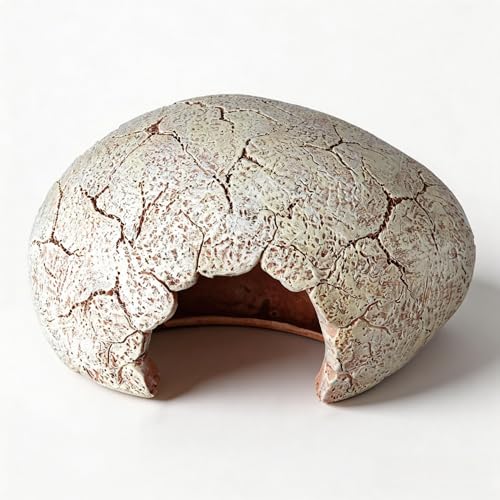 Dinosaur Egg Reptile Hide - Resin Cave for Leopard Gecko, Bearded Dragon & Small Snakes - Humid Hide, Shedding Aid & Terrarium Decor Tank Accessories (Small)