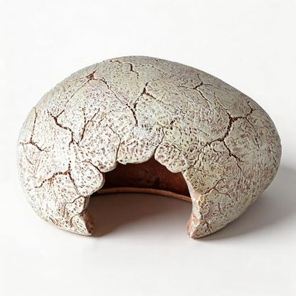 Dinosaur Egg Reptile Hide - Resin Cave for Leopard Gecko, Bearded Dragon & Small Snakes - Humid Hide, Shedding Aid & Terrarium Decor Tank Accessories (Small)