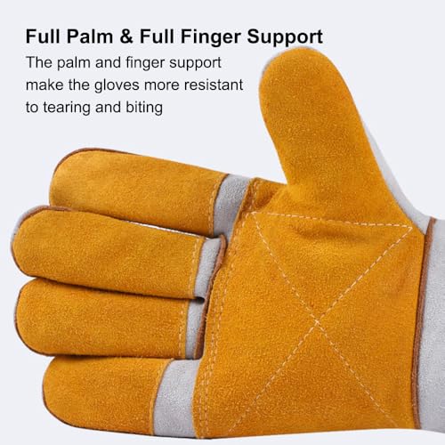 Pilipane Animal Handling Gloves Bite Proof Scratch Leather Pet Gloves for Cat Dog Bird Snake Handling Veterinarians Groomers Zoo Workers Gray Yellow 23.6 Inches (60cm Yellow Thickened) - color: 60cm Yellow Thickened