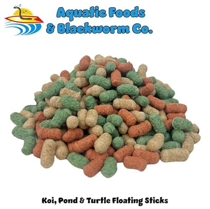 Koi, Pond & Turtle 7/16" x 5/32" 25% Protein Floating Sticks. Spirulina, Color Enhancing & Wheat Germ Sticks for Koi, All Pond Fish, Aquatic Turtles...WL…2-lbs Poly Bag - size: 2 Pound (Pack of 1)