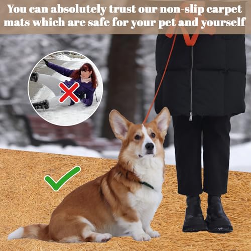 1 Roll No-Slip Ice and Snow Carpet Mats,16x80 Inch Coconut Coir Liner Roll Natural Coconut Fiber Anti-Slip Coco Coir Carpet Mat for Garden,Front Door,Stairs,Porch Outdoor Safer Walking - size: 1'4" x 6'8" (Rectangular)