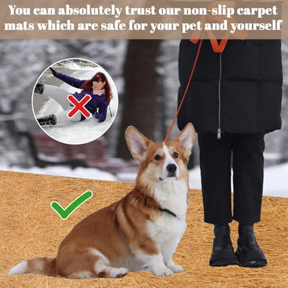 1 Roll No-Slip Ice and Snow Carpet Mats,16x80 Inch Coconut Coir Liner Roll Natural Coconut Fiber Anti-Slip Coco Coir Carpet Mat for Garden,Front Door,Stairs,Porch Outdoor Safer Walking - size: 1'4" x 6'8" (Rectangular)