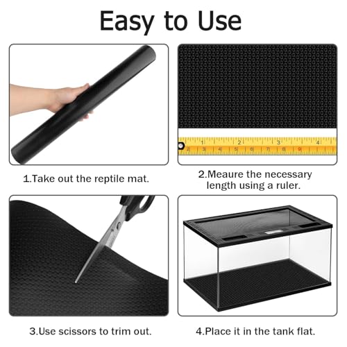 120 Gallon Reptile Terrarium Mat, Bearded Dragon Liner for 4x2x2 Enclosure | Bearded Dragon Tank Accessories 24 inch X 144 inch, Reptile Flooring Substrate Carpet Bedding for Leopard Gecko,Lizard, Black - size: 24 X 144 inches