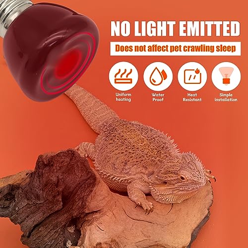 Mini Reptile Heat Lamp, 25w Infrared Ceramic Heat Emitter, No Light Emitting Reptile Heat Bulbs,Ceramic Heat Lamp for Amphibian, Chicken Coop,Cat, Turtle, Snake,Terrarium (1, 50 W) - size: 50 W