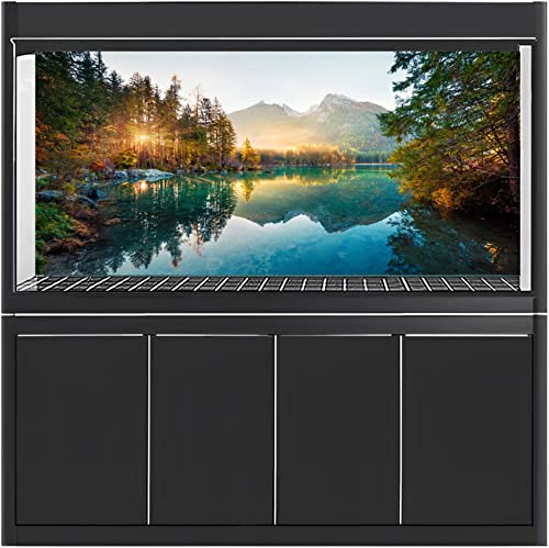 AWERT 36x20 inches Nature Landscape Aquarium Background River Mountain Autumn Scenery Fish Tank Background Vinyl Background - size: 36x20in/90x50cm
