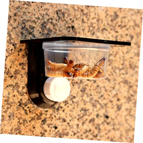 balacoo 4pcs Reptile Water Bowl and Feeder Black Feeding Dish for Lizard Gecko and Other Reptiles Easy to Clean and Space-Saving Design