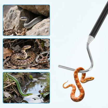 AQUANEAT Reptile Snake Hook, 26inch Extendable Stainless Steel Snake Stick with Non-Slip Handle - size: 26inch