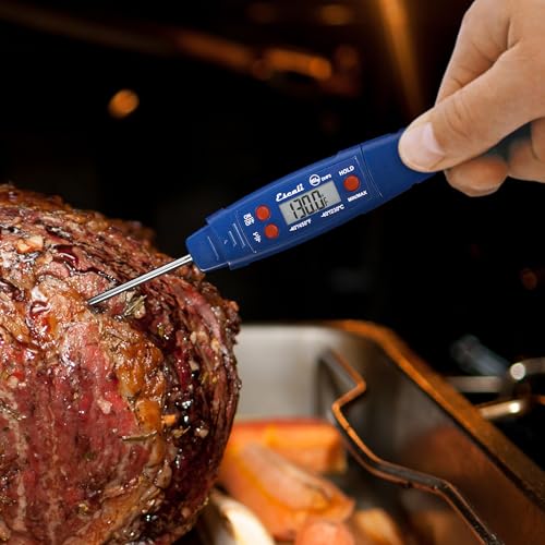 Escali DHP4 Easy Read Waterproof Digital Meat Thermometer with Backlit Display, Ultra Fast 4-Second Readings, Extra-Long Stainless Steel Probe, IPX7 Waterproof, NSF Certified (Rectangle Display)