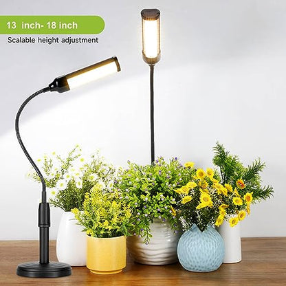 Grow Light for Indoor Plants Plant Lamp for Seedings Succulents Bulbs Full Spectrum Gooseneck Small Plants Growing, Auto On/Off Timing & 5 Dimming (Without USB Plug)