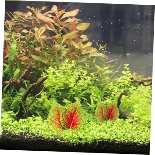 PRETYZOOM 4pcs Artificial Fish Tank Plant Aquarium Landscaping Ornament Reptile Plant Decor with Suction Cups Lifelike Plastic Terrarium Leaves for Aquatic Pets