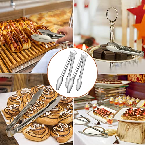 6 Pack Serving Tongs Kitchen Tongs, Buffet Tongs, Stainless Steel Food Tong Serving Tong, small tongs - size: 9Inch