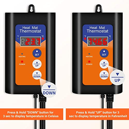 iPower 2 Pack Heat Mat Controller with Digital Thermostat for Plants Germination and Indoor Seed Starting, 1000W-Orange, Black - size: 1000W-Orange, style: 2 Pack