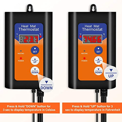 iPower 2 Pack Heat Mat Controller with Digital Thermostat for Plants Germination and Indoor Seed Starting, 1000W-Orange, Black - size: 1000W-Orange, style: 2 Pack