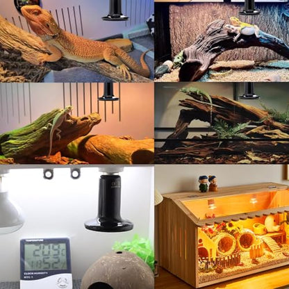 2 Pack Heat Emitter Reptiles 100W Heat Lamp Bulb Ceramic Reptile Heat Bulb Black No Light Emitting Heat Lamp (100, Watts)