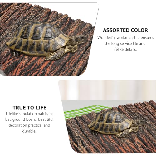TEHAUX Simulated Oak Bark Fish Tank Background Board 3D Landscape Aquarium Decorative Panel Thin Pu Material for Reptile Terrarium and Aquatic Pets