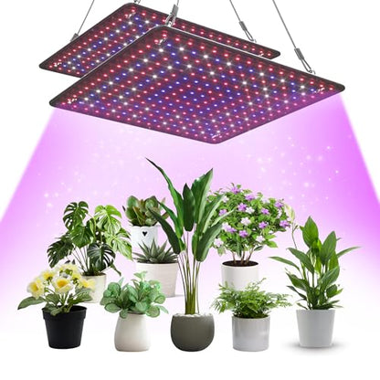 2 Pack LED Grow Light Panel 200W Lamp for Indoor Plants, Full Spectrum with White Blue Red UV IR LEDs for 4x4ft Coverage Grow Tent Greenhouse Veg and Bloom Seedlings Hydroponics - color: Full Spectrum