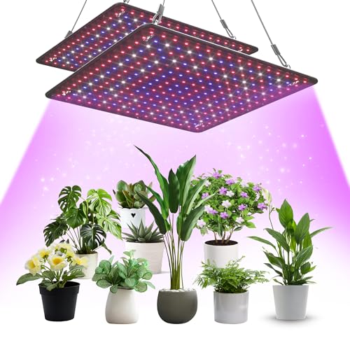 2 Pack LED Grow Light Panel 200W Lamp for Indoor Plants, Full Spectrum with White Blue Red UV IR LEDs for 4x4ft Coverage Grow Tent Greenhouse Veg and Bloom Seedlings Hydroponics - color: Full Spectrum