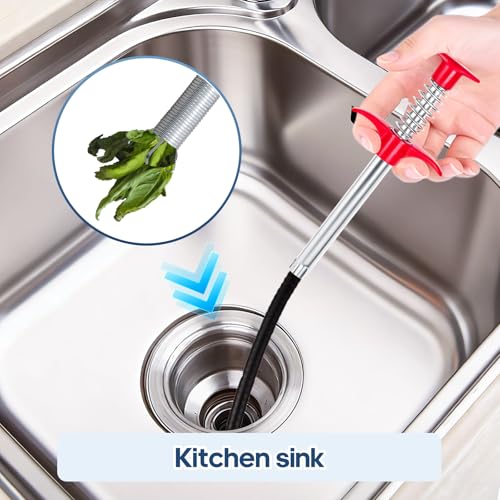 Flexible Grabber Claw (4 Claws), Drain Snake with Tweezers, Bendable Hose Grabber Reacher Tool, Retractable Drain Clog Remover Tool, Pickup Tool for Bath Tub, Toilet, Kitchen Sink & Sewer (63 inches) - color: 63 inches