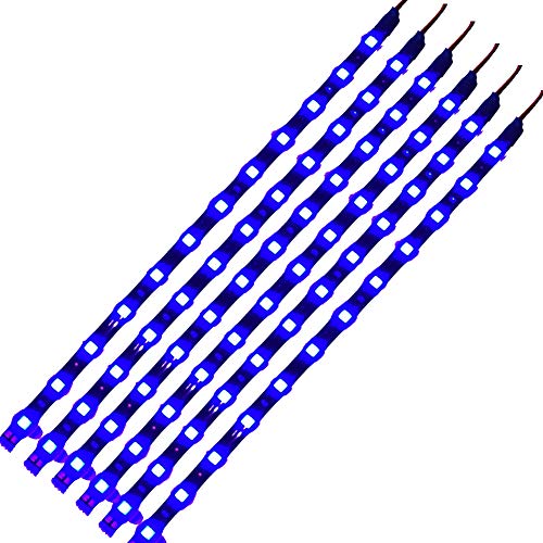 DC 12V Waterproof 1Ft 12 LED Strip Underbody Light with 6 inches Wires for Motor (Blue,Pack of 6) - color: Blue
