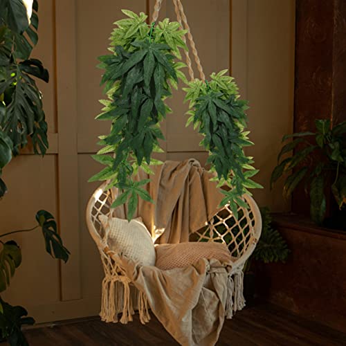 POPETPOP Reptile Plants - 4Pcs Fake Plants for Reptiles Hanging Terrarium Plant with Suction Cup Plastic Terrarium Leaves for Bearded Dragons Lizards Geckos Snake