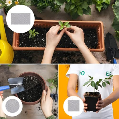 5pcs Flower Pot Hole Mesh Pad, 11.8x7.8 Inch Polyethylene Square Bonsai Mesh Drainage Screens Flower Pot Bottom Mesh Plant Screen Mesh for Garden Outdoor Potted Plants