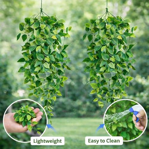 Adak Fake Hanging Plants Vines (2 Pack) – Artificial Ivy Greenery Garlands for Room Decor, Bedroom, Living Room, Kitchen, Office & Patio – Indoor & Outdoor Hanging Décor (No Flowerpot)