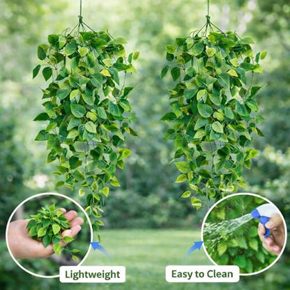 Adak Fake Hanging Plants Vines (2 Pack) – Artificial Ivy Greenery Garlands for Room Decor, Bedroom, Living Room, Kitchen, Office & Patio – Indoor & Outdoor Hanging Décor (No Flowerpot)