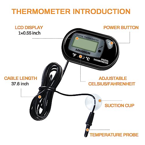 Simple Deluxe 150W Ceramic Heat Emitter Reptile Heat Lamp with Digital-Thermometer, for Pet Brooder Coop Chicken, Dragon Turtle Lizard Snake Aquarium Tank - size: 150W, style: Bulb *2+Thermometer