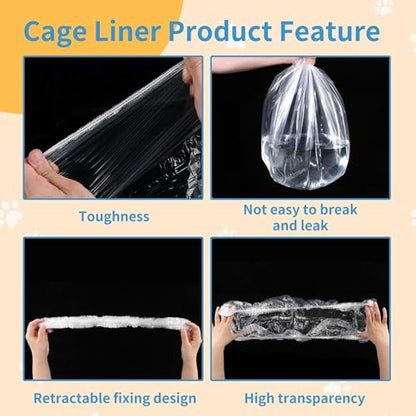 Disposable Cage Liner Bags (50-Pack) – 26'' X 18'' Clear Plastic Rabbit Cage Liners, Leak-Proof Toilet Film for Bunny, Guinea Pig, Hamster, Hedgehog & Small Animals – Universal Crate Tray Covers for - size: 50