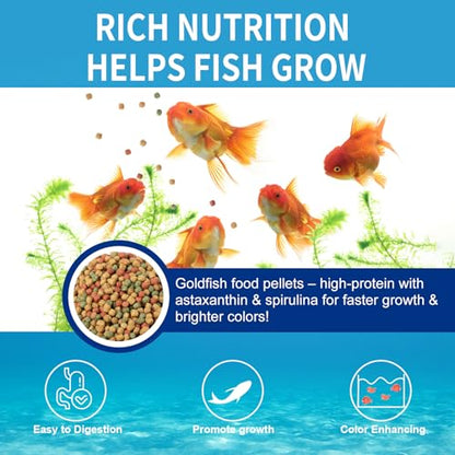 Dylan's cabin Floating Goldfish Food Pellets 12oz - Pond Fish Food Growth Formula with Krill Spirulina Color Enhancing for Goldfish & Koi, Keep Clean Water