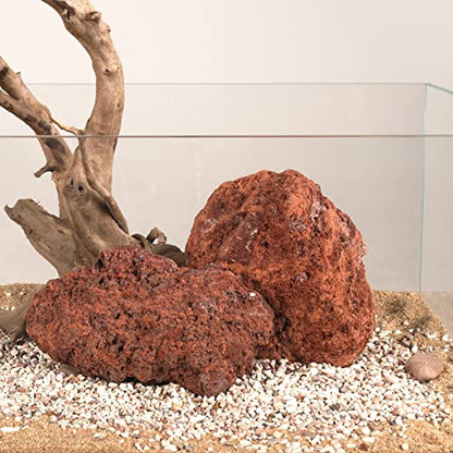 LANDEN Red Lava Stones (16lbs,3~10inch,11pcs) Aquarium Rock for Aquascaping Terrariums, Paludariums,Vivariums, Reptile and Amphibian Enclosures, Fish Tank Decoration Landscape Stone - size: 03 Red Lava Stones（3-10inch,16lbs）