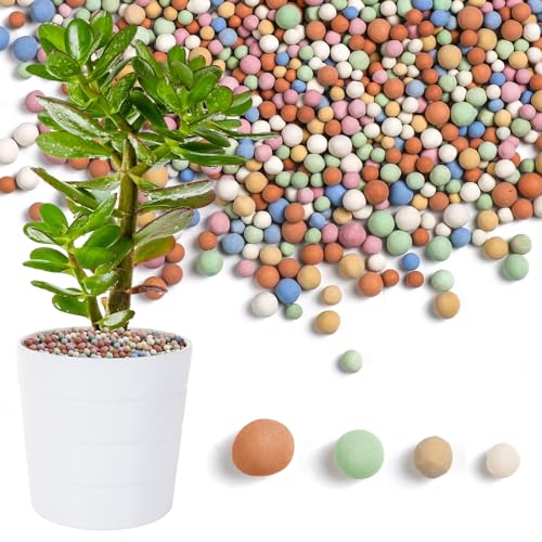 Beeveer 5.5 LBS Leca Clay Pebbles for Plants, Expanded Clay Balls Multi Color, Lightweight Hydroponics Growing Media for Succulents Orchids Aquaponics Drainage Potting Mix Decoration(3-10 mm) - size: 3-10 mm