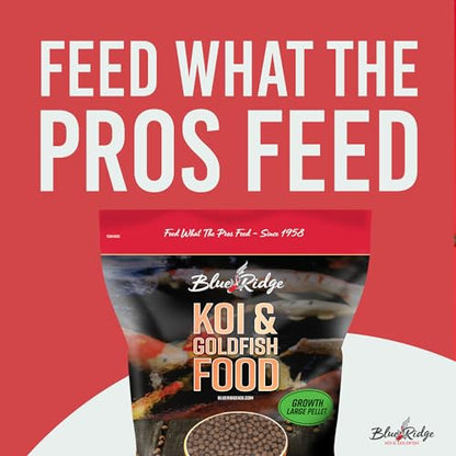 Blue Ridge Koi Fish Food 5lb - Koi Food Large 3/16" Growth Formula, Goldfish Food, Premium Fish Food for Ponds, Ponds Fish Food, Floating Pond Pellets - size: 5 Pound (Pack of 1)
