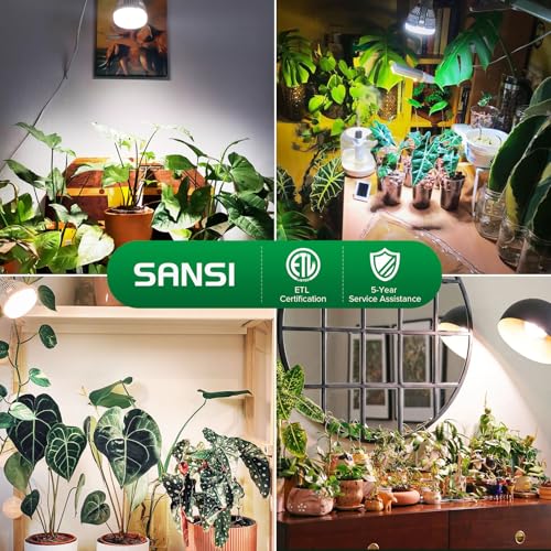 SANSI LED Grow Light Bulb for Seeds and Greens, Full Spectrum 10W Grow Light (150 Watt Equiv) with Optical Lens for Indoor Plant, High PPFD, E26 Base, 6-Pack - size: 6 Pack