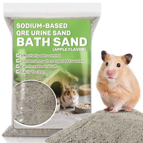 Sukh 14OZ Hamster Desert Sand - Coarse Play Bedding Sand for Hamster Gerbil Chinchilla Guinea Pig Reptile Chicken Bird, Cage Accessories Fish Tank Odor Control Digging Pee Sand, Apple Scent - color: Grey