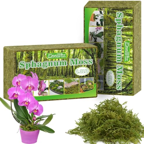 ZeeDix 2-Pack Premium Sphagnum Moss - 2.2 lb Orchid Moss Plant Growing Medium for Terrariums, Orchids, Carnivorous, Succulents & Reptile Habitat Substrate - color: 2 packs