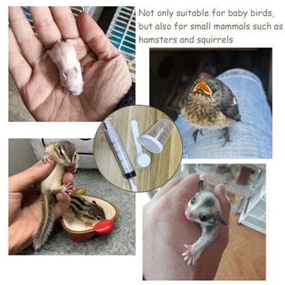 8 PCS Small Pet Feeding Syringe Sets, Baby Bird Feeding Syringe for Cats, Dogs Other Small Animal (Syringes, Milk Container, Spoons and Powder Spoons)