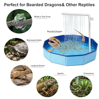 Large Electric Bearded Dragon Pool, with a Faucet and an Adjustable Flow Control Valve, Electric Bathtub for Bearded Dragons, Bearded Dragon Reptile Water Fountain, Bearded Dragon Accessories Bathtub