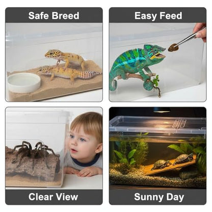 2 Pcs Reptile Breeding Box, Clear Plastic Terrarium for Small Pets, Portable Feeding and Hatching Container, Space-Saving Design, 7.5 x 4.9 x 3 in, Compact Habitat for Lizards and Spiders