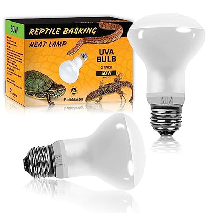 50 Watt Reptile Heat Bulb, 50 Watts UVA Basking Light Bulbs for Reptiles, Terrarium Basking Heat Lamp for Bearded Dragon,Lizard,Turtle,Snake, UVA Reptile Light Bulb E26 Base 2 Pack - style: 50WR20-WHITE-2PK